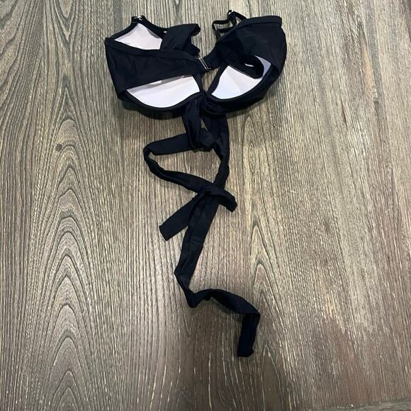 NWOT Jacque Designs Swim Bikini Top Halter Neck Adjustable Strap Black Size L - Picture 5 of 5